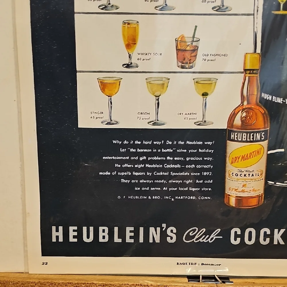Heublein's Club Cocktails Vintage Advertisement 1949